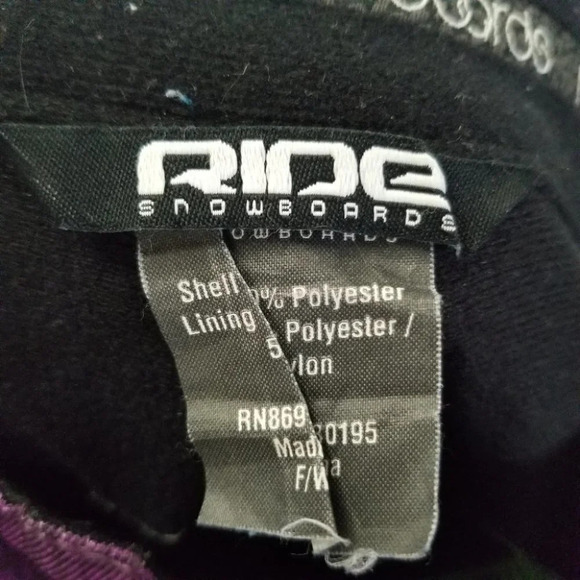 RIDE Snowboarding Ski Pants Lined Purple Black Pattern L - Picture 6 of 10